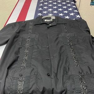 Guayabera Cuban shirt even attire BLACK